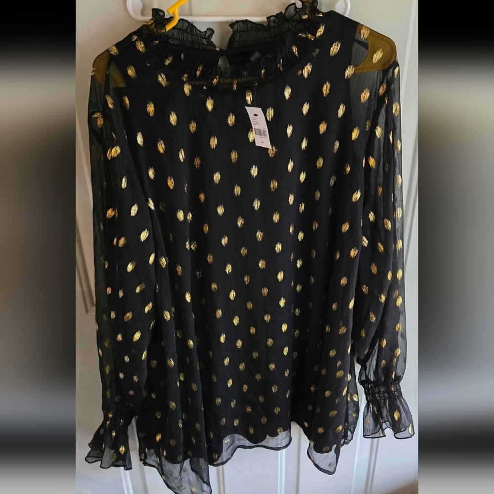 Lane Bryant Ruffle Collar Blouse Size 28 New With Tags